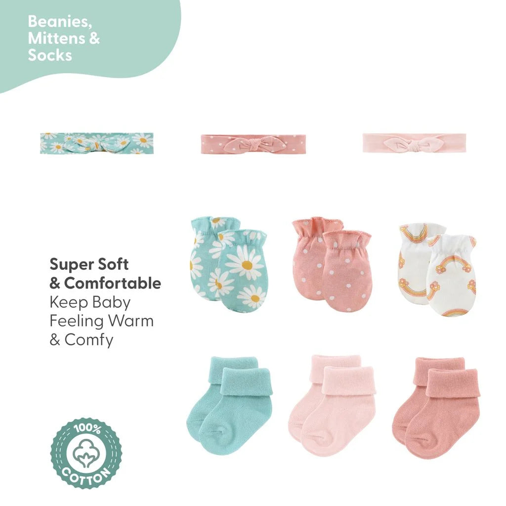 16-Piece Baby Girl Layette Set Floral Newborn Essentials for 0-3 Months
