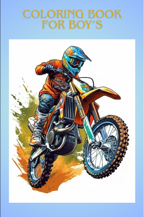 Motorcycle Coloring Book for Boys – Printable PDF