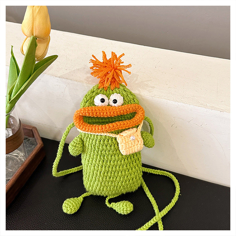 Charming Hand-Crocheted Toddler's Bag with Unique Sausage Mouth Design