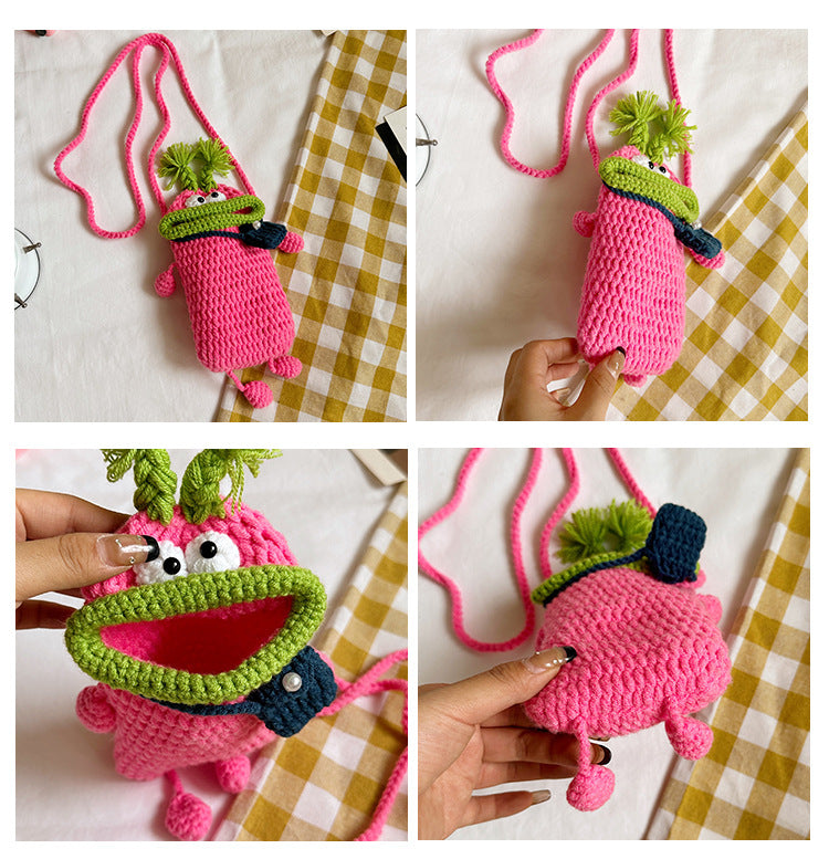 Charming Hand-Crocheted Toddler's Bag with Unique Sausage Mouth Design