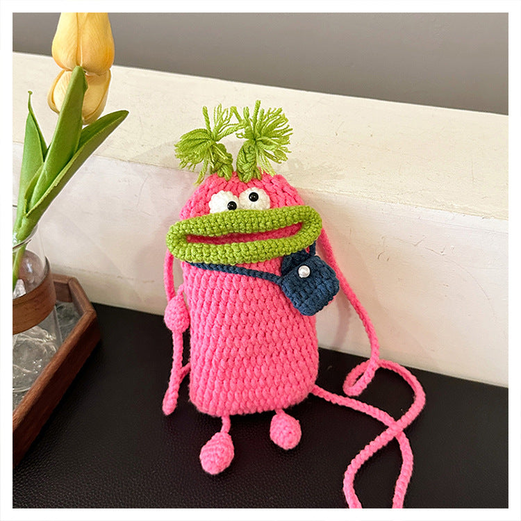 Charming Hand-Crocheted Toddler's Bag with Unique Sausage Mouth Design