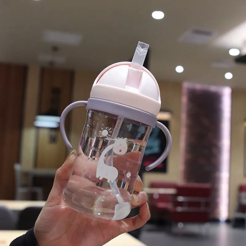 350ml Children's Drinking Cup with Straw and Gravity Ball, Wide Caliber Design