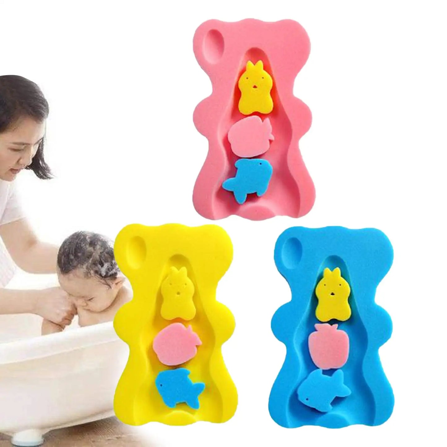 Delightful Baby Bath Mat - Soft, Foldable Sponge Cushion for Comfortable Bathing Experience