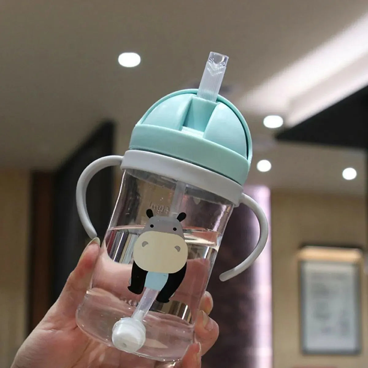 350ml Children's Drinking Cup with Straw and Gravity Ball, Wide Caliber Design