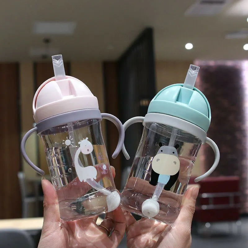 350ml Children's Drinking Cup with Straw and Gravity Ball, Wide Caliber Design