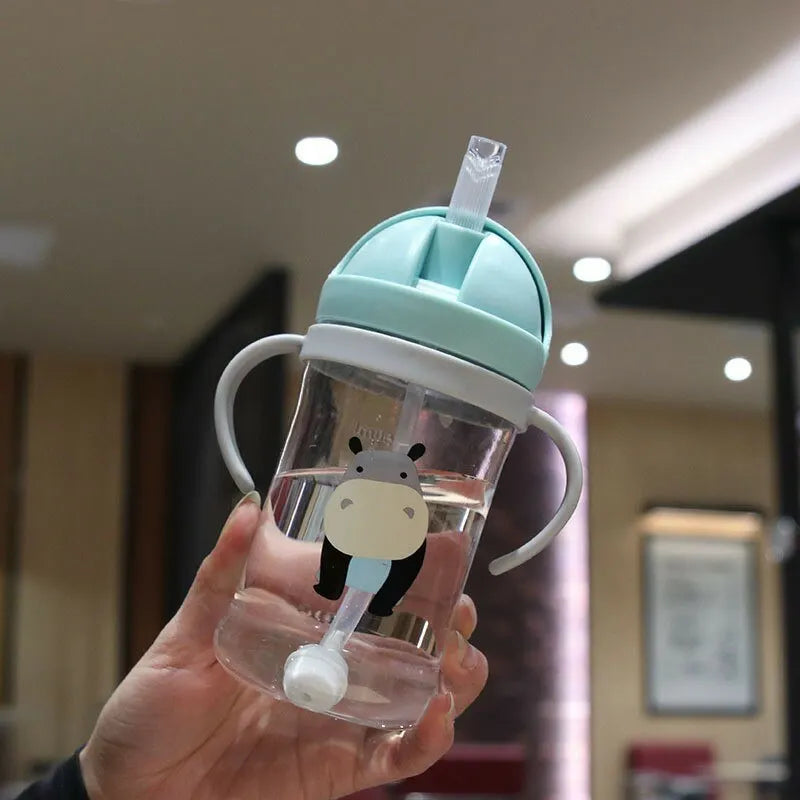 350ml Children's Drinking Cup with Straw and Gravity Ball, Wide Caliber Design
