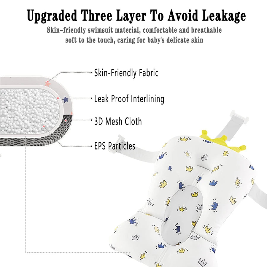 Ultimate Adjustable Baby Bath Support Seat - Safe, Foldable Cushion for Newborns