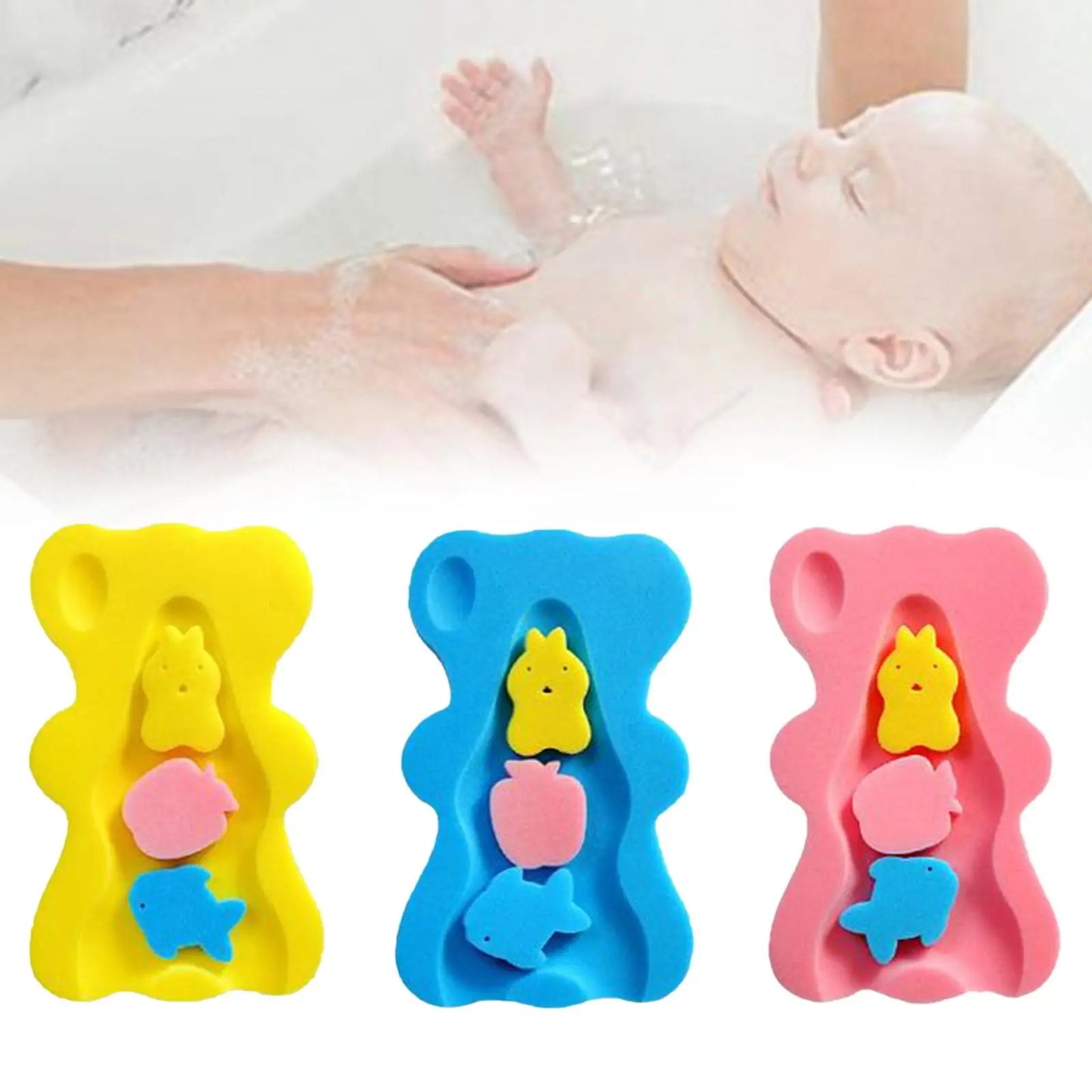Delightful Baby Bath Mat - Soft, Foldable Sponge Cushion for Comfortable Bathing Experience