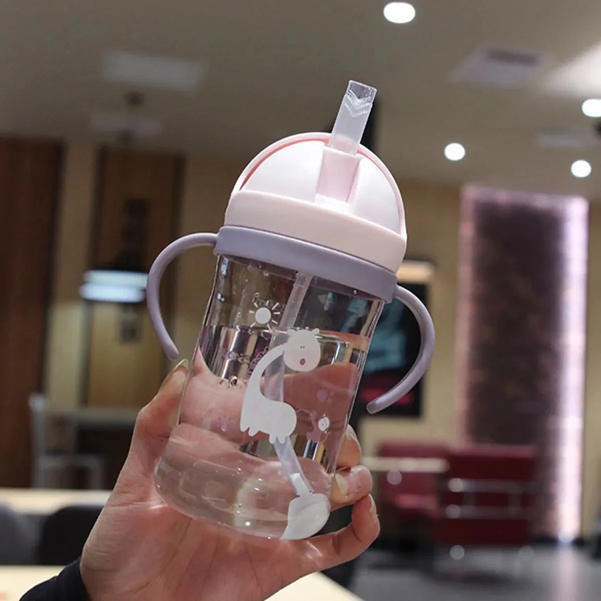 350ml Children's Drinking Cup with Straw and Gravity Ball, Wide Caliber Design