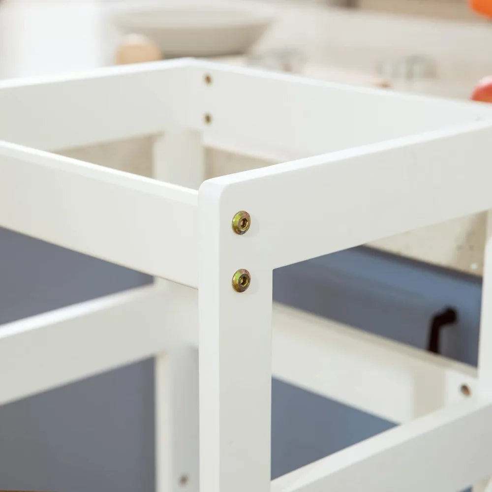Adjustable Wooden Toddler Kitchen Helper Tower with Safety Rails