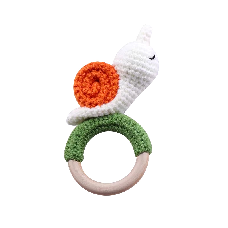 Handmade Crochet Animal Rattle- Soft Wooden Baby Teether Toy (multiple Style)