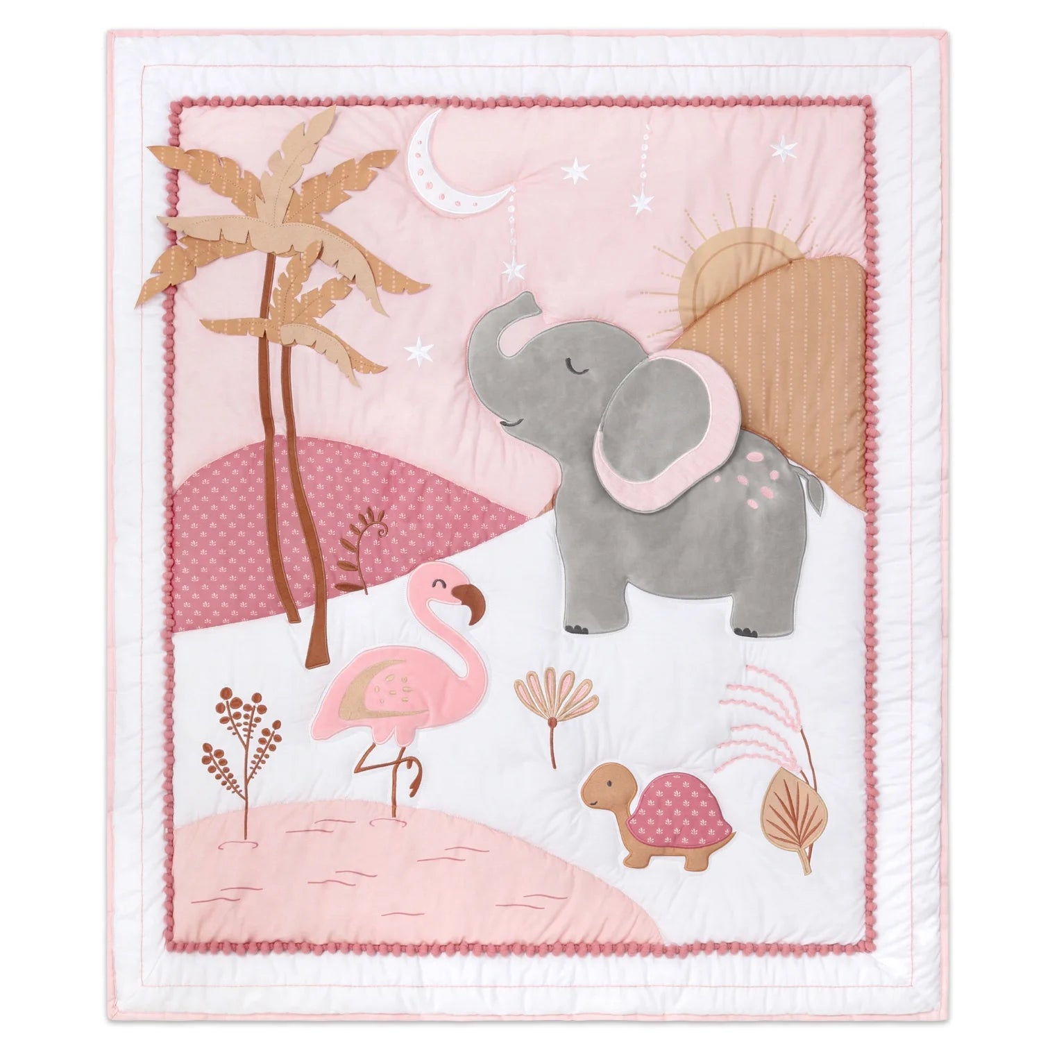 Create a Cozy Safari Oasis with Our Adorable 4-Piece Organic Cotton Crib Bedding Set for Baby Girls