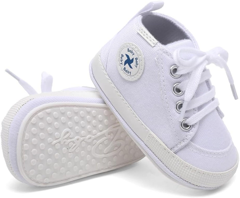 Baby Girls Boys Shoes Soft Anti-Slip Sole Newborn First Walkers High Top Canvas Denim Unisex Infant Sneaker