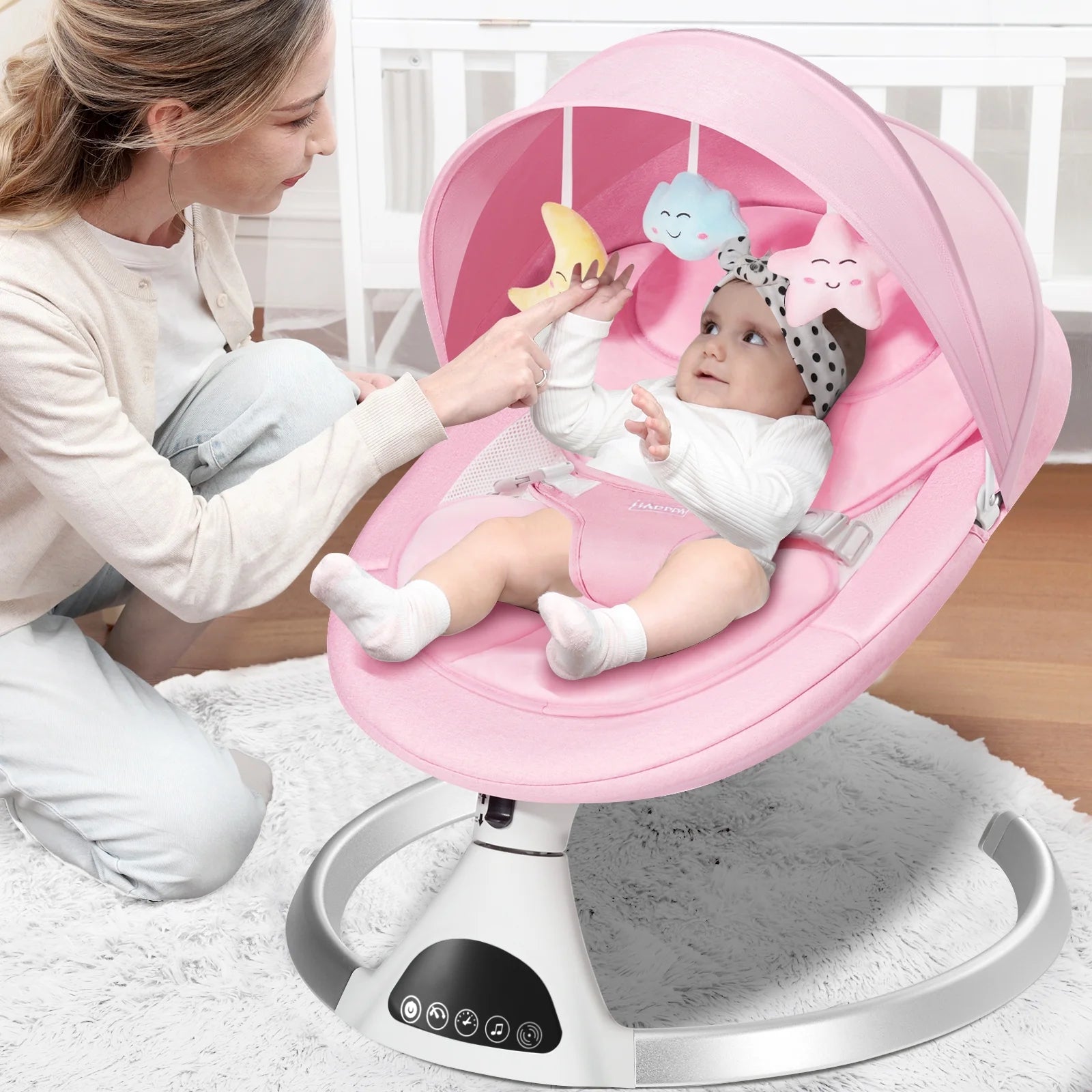 HARPPA Electric Baby Swing -5-Speed Rocker with Remote Control & Music (Pink)