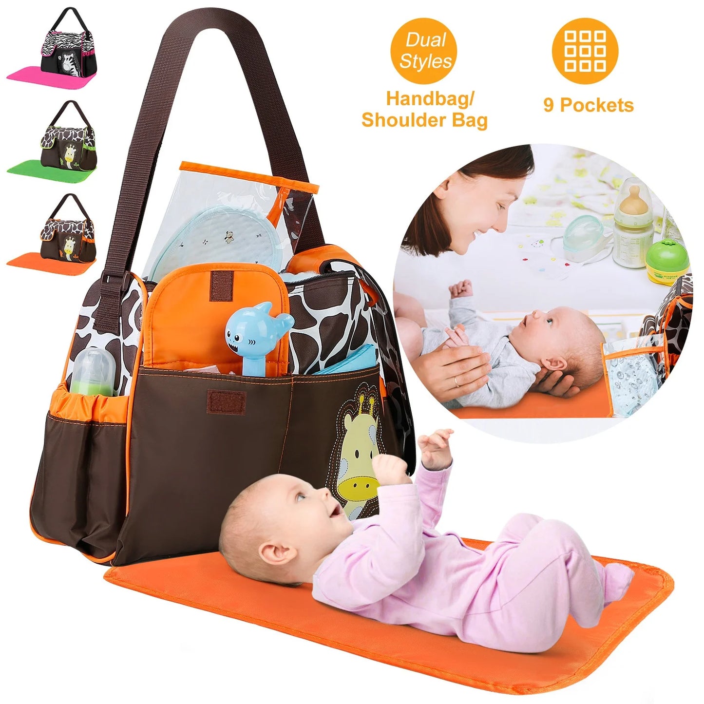 Moclever Baby Diaper Bag with Wipeable Changing Pad - Stylish 5.8-Inch Transparent Travel Tote