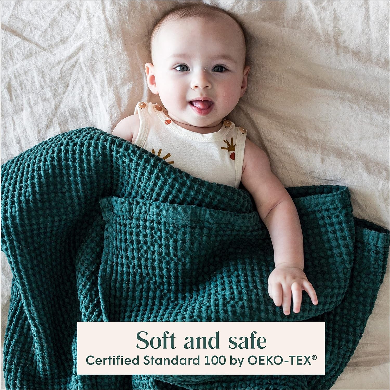 Luxurious 100% Cotton Waffle Baby Blanket - Soft, Breathable, and Perfect for Swaddling in Any Nursery or Stroller - Unisex Receiving Blanket for Cozy Naps and Adventures