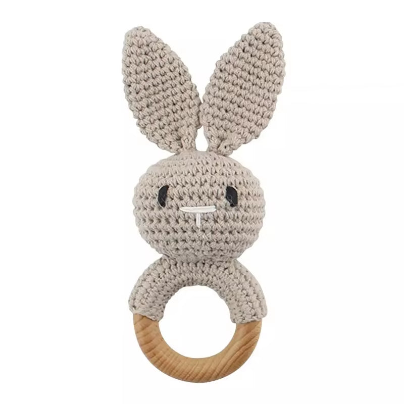 Handmade Crochet Animal Rattle- Soft Wooden Baby Teether Toy (multiple Style)