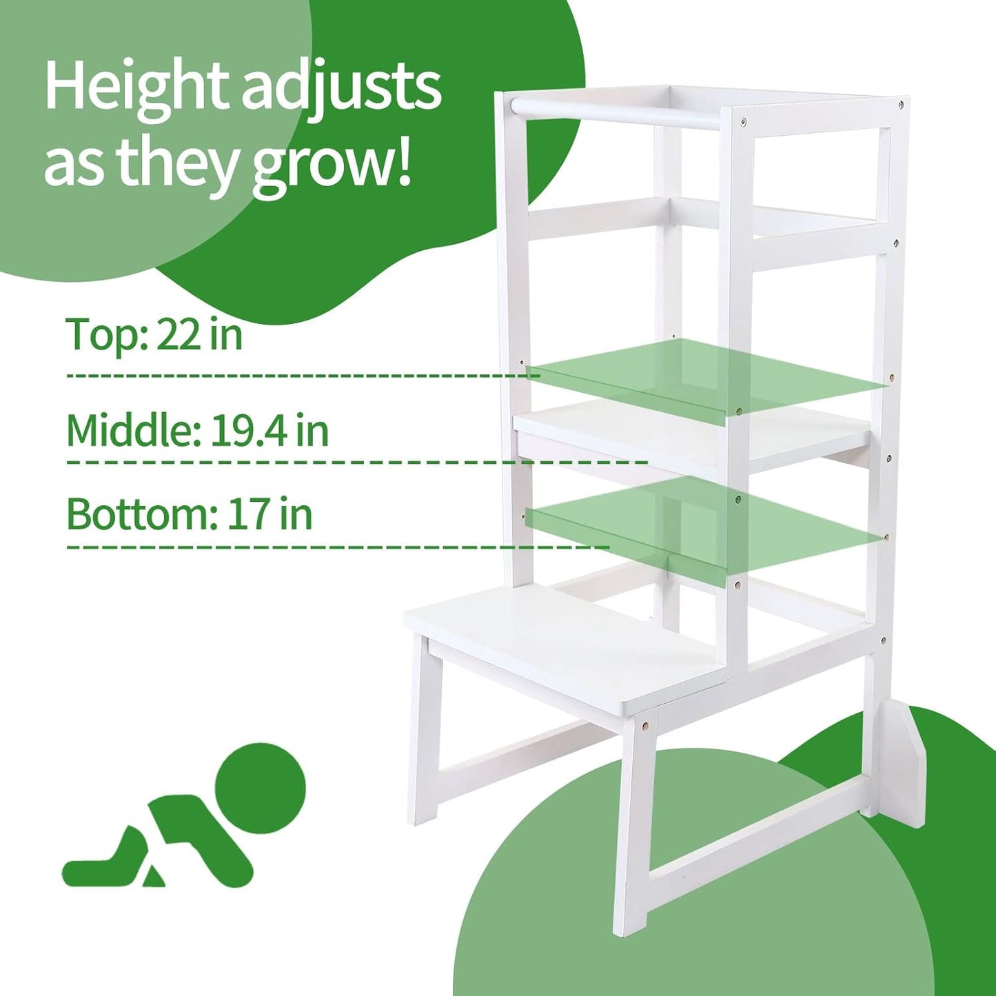 Elevate Your Child's Independence with the Premium Wooden Step Stool - Stylish and Safe Toddler Helper for Kitchen, Bathroom, and Bedroom Activities
