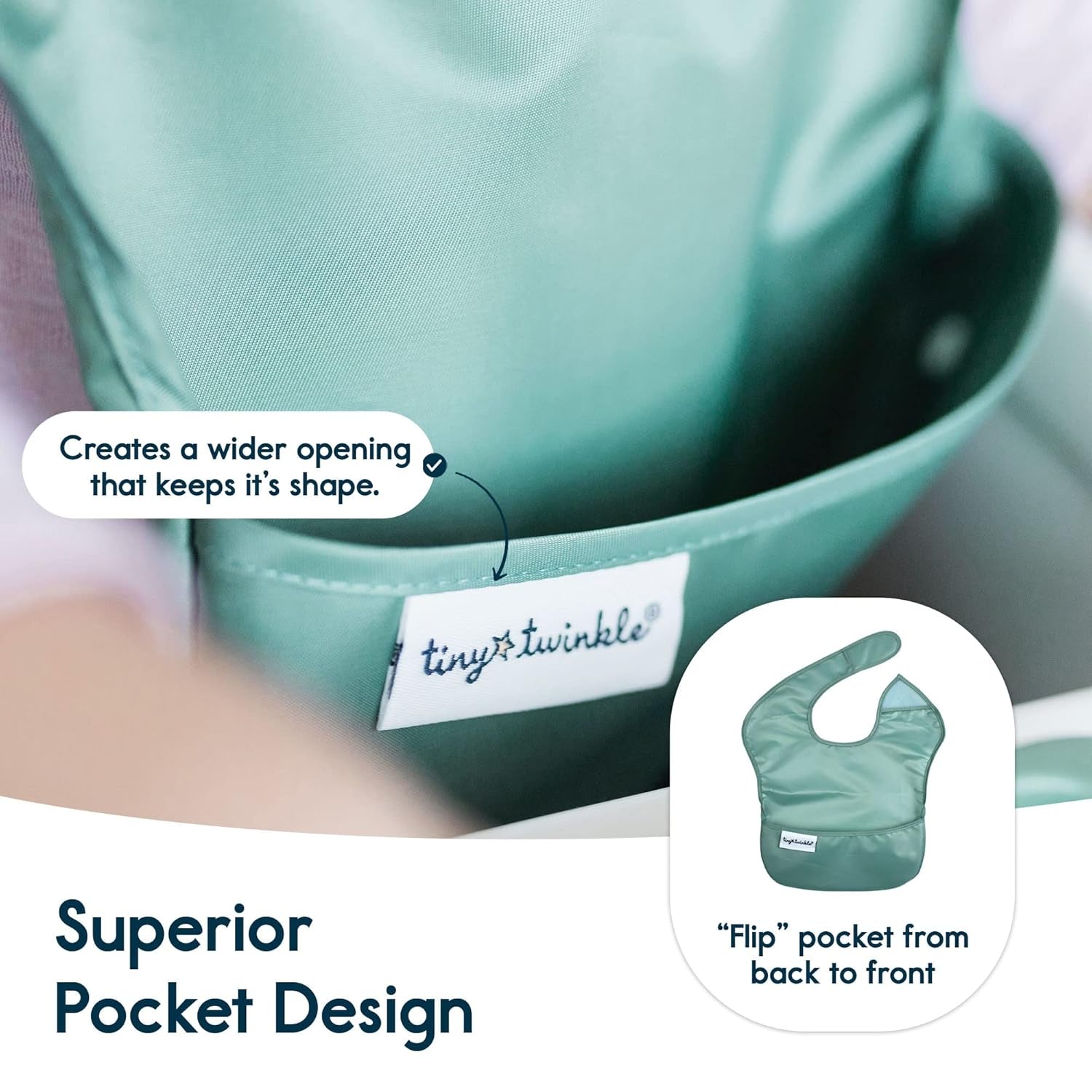 Mess-Free Mealtime: Tiny Twinkle Waterproof Baby Bibs - 3 Pack (Slate & Olive) - Travel-Friendly & Safe for Your Toddler!