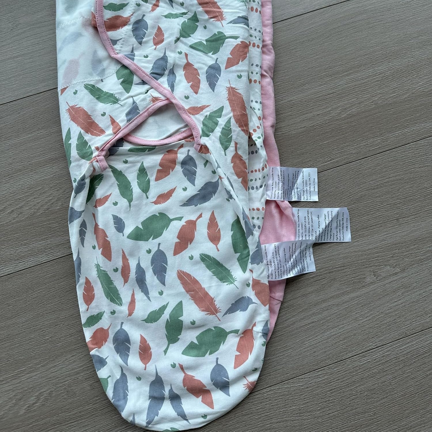 Soft Swaddle Sleep Sacks for Baby Girls - 3 Pack Adjustable Wraps in Cute Feather & Wave Print. Perfect for Newborns 0-3 Months