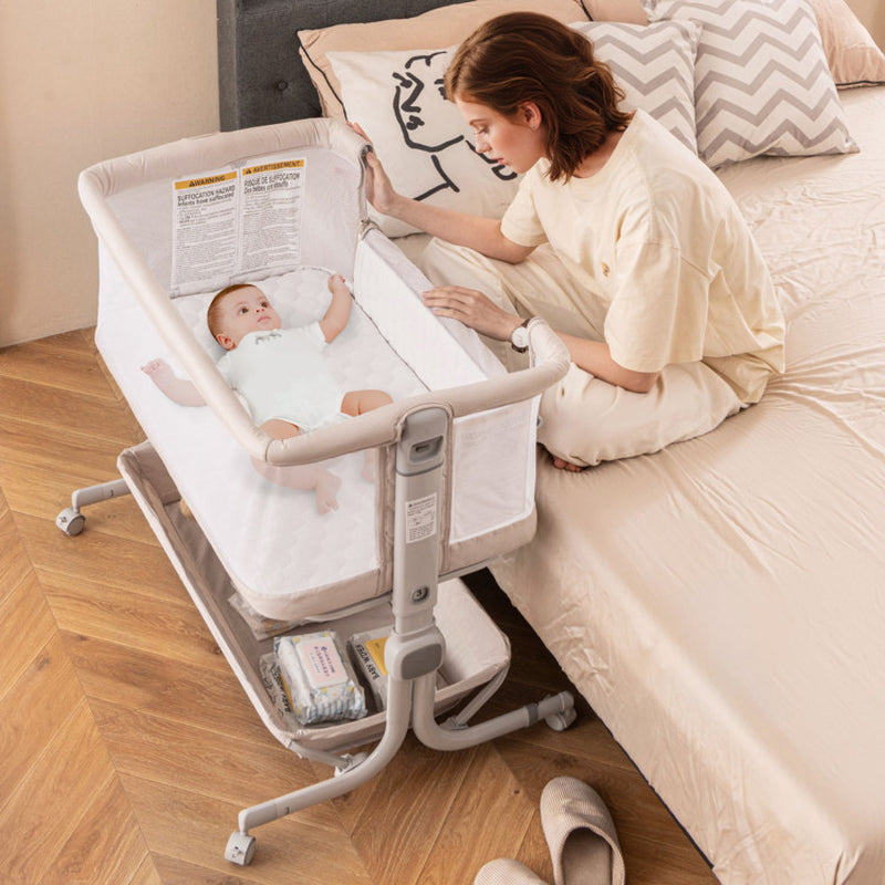 3-in-1 Baby Bassinet Bedside Sleeper with Anti-Reflux Incline & 6-Level Height Adjustment - Cradle, Crib & Bedside Mode (0-6 Month)
