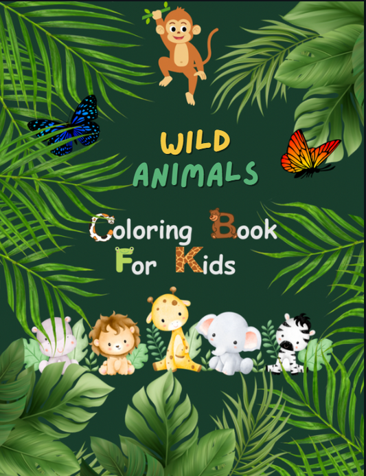 Wild Animals Coloring Book for Kids – Printable PDF
