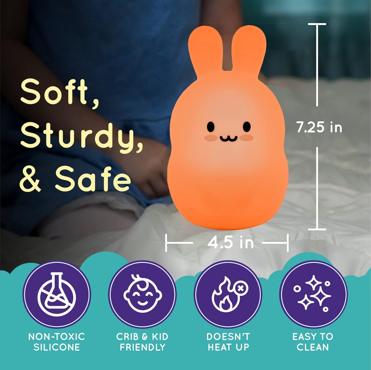 Charming Bunny Design Remote Control Night Light - Soft Color Changing LED Lamp for Kids' Bedrooms with Sleep Timer and Rechargeable Battery