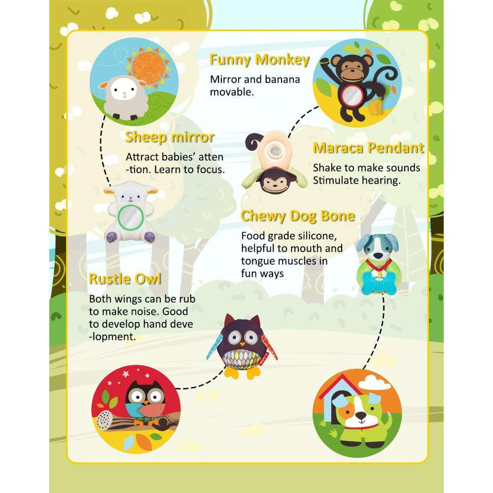 Baby Play Mat Zoo Themed Sensory Baby Toys for 0-6 Months Infant Washable Baby Gym Play Mat