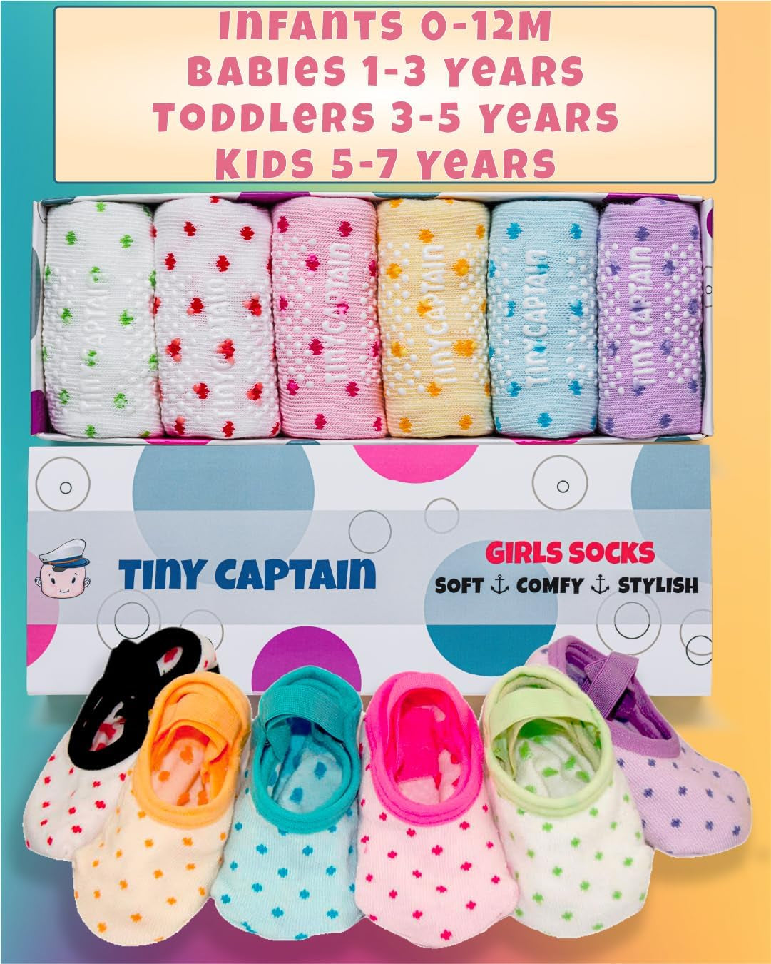 Baby Toddler Girls Grip Socks anti Slip W/Strap Socks Girl 0-7 Years Old Gift Set Age 1-7 Socks with Grippers