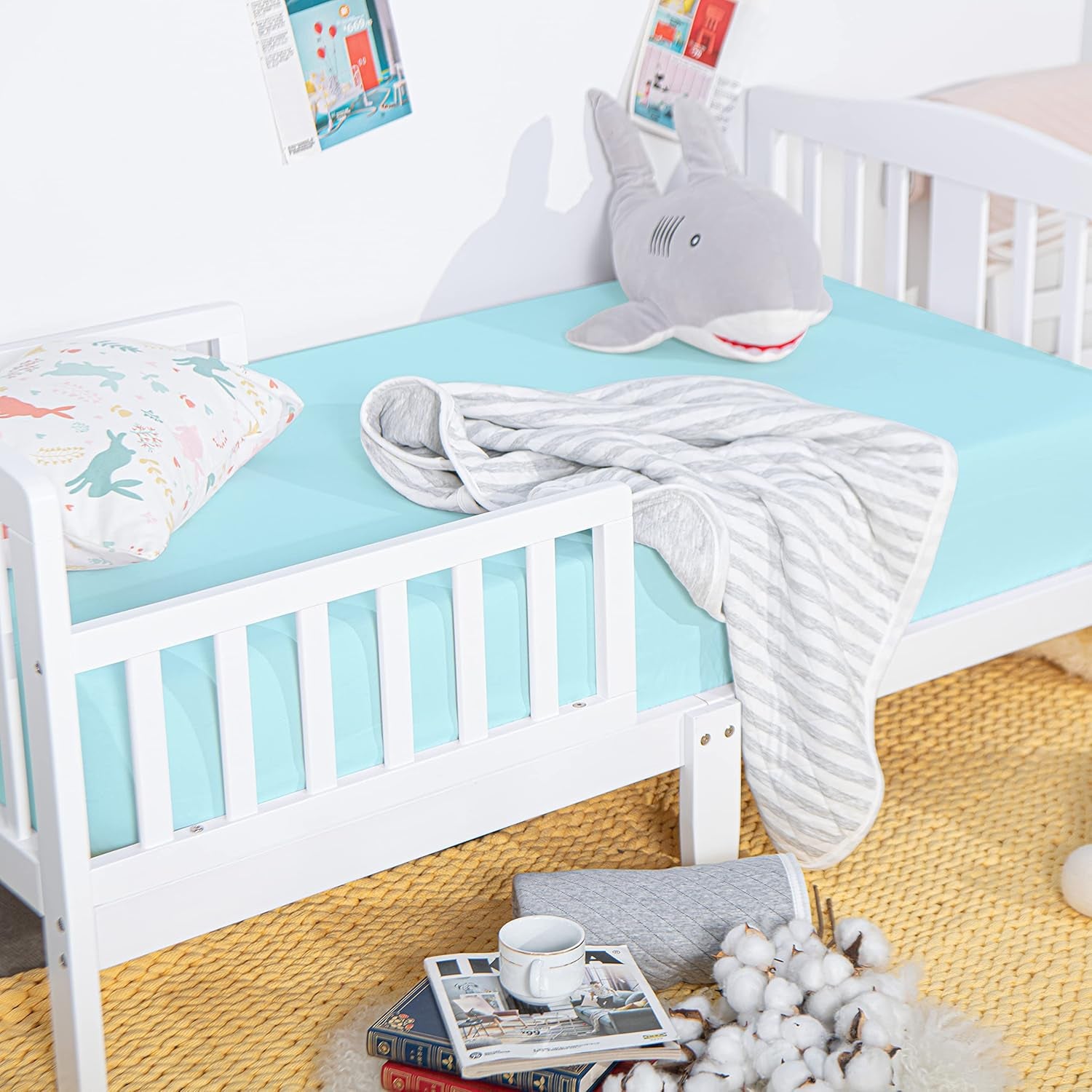 Brushed Microfiber Crib Sheet- Super Soft & Cozy / Sky Blue / Fits Standard Crib Mattress