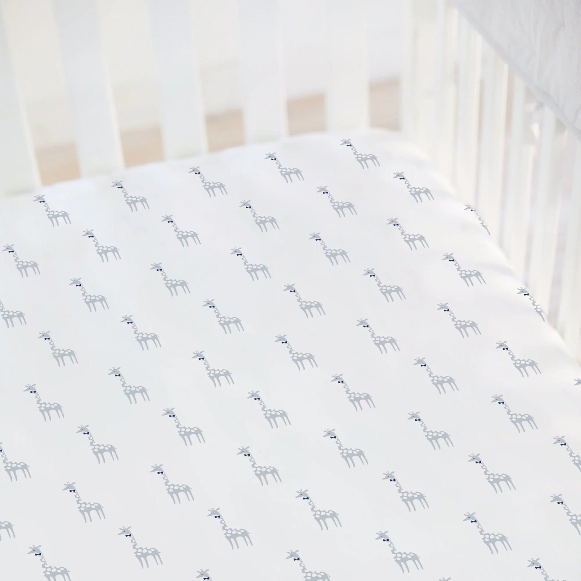 100% Organic Cotton Fitted Crib Sheet - Giraffe Gray/Soft & Safe for Baby's Sensitive Skin