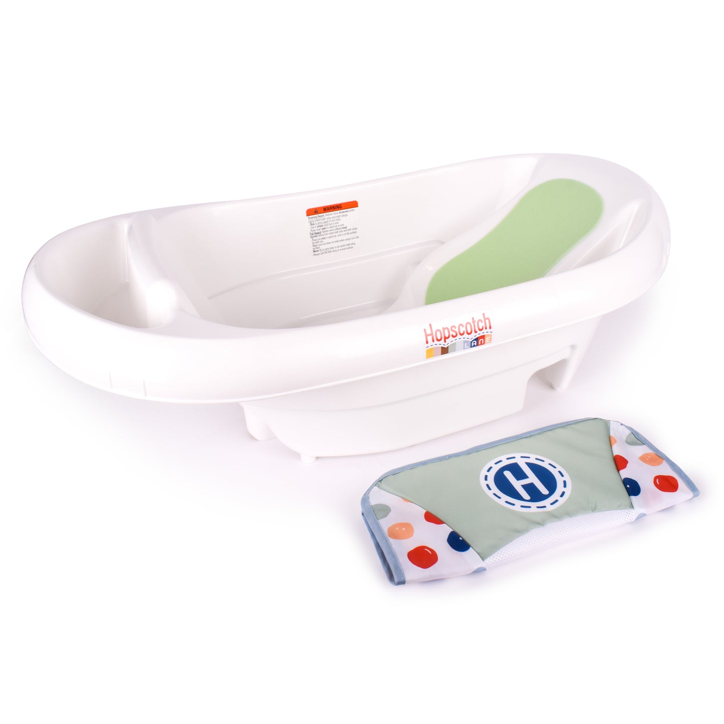Hopscotch Lane 3-in-1 Rigid Baby Bathtub with Sling - Perfect for Newborns to Toddlers, Unisex, Ages 0+ Months
