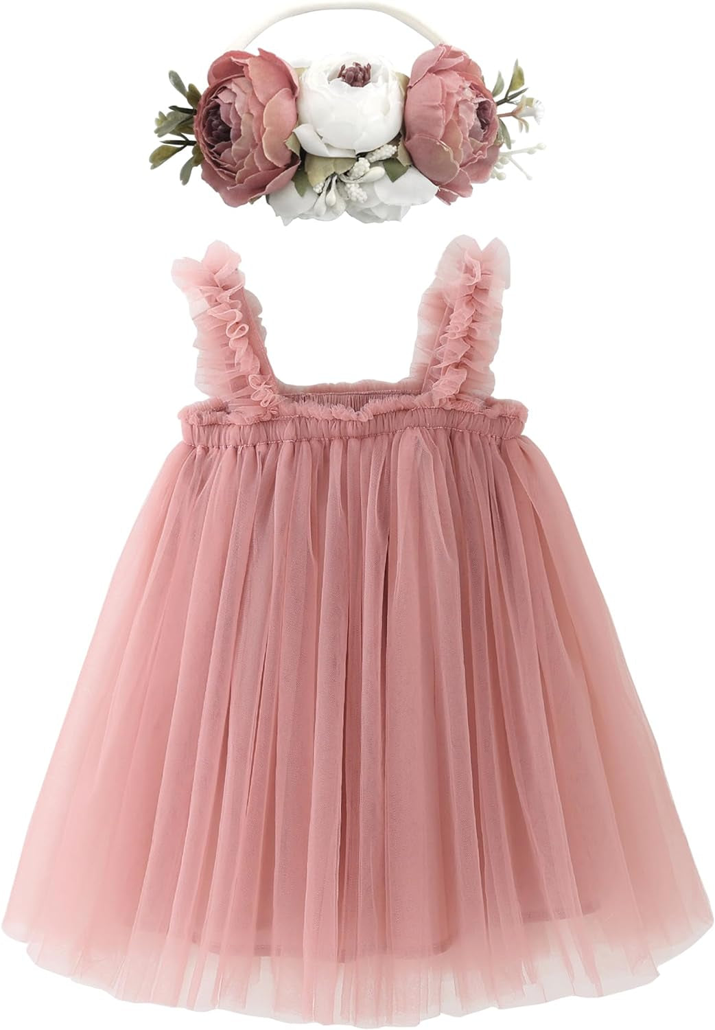 Layered Tulle Tutu Dress for Toddler Girls,Baby Girl Rainbow Tutu Princess Skirt Set with Flower Headband.