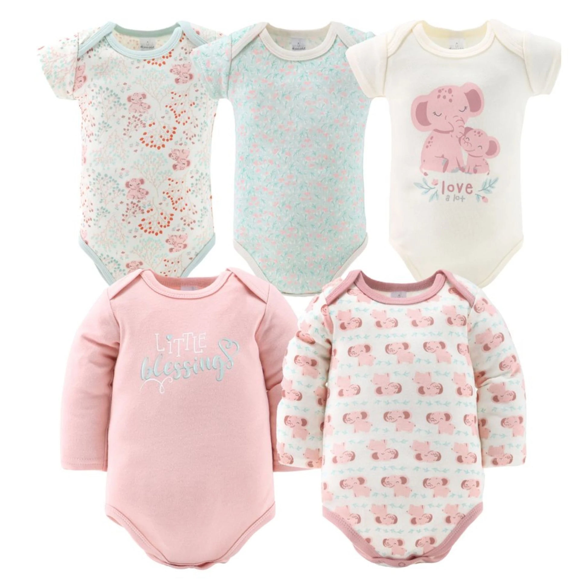 Pink Floral Elephant Newborn Layette Gift Set - 30 Essential Pieces for 0-3 Months