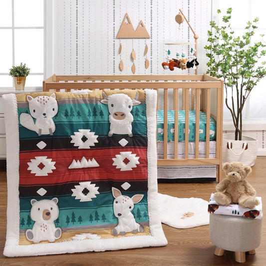 Organic Cotton Crib Bedding Set for Baby Boys, Western Woods, 4 Pieces