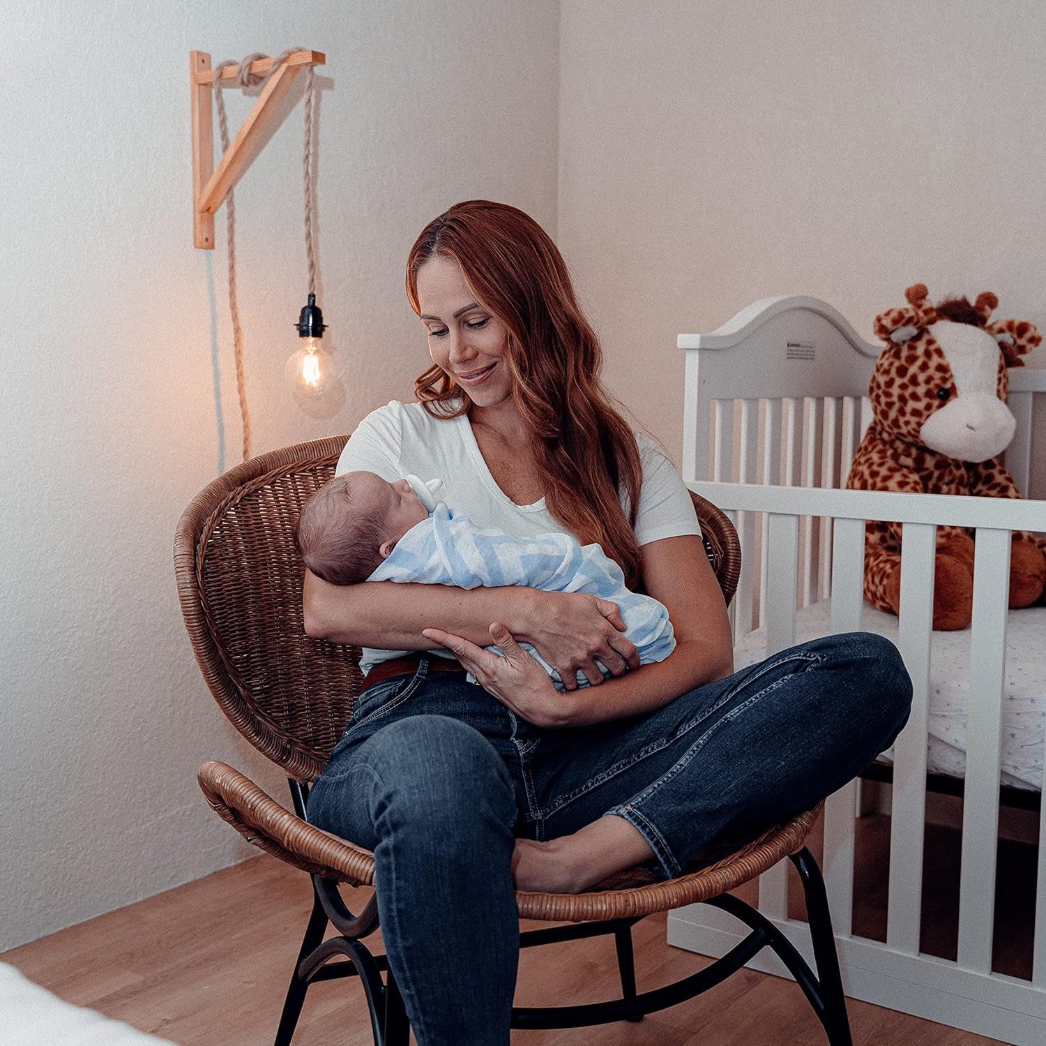 Comfy Cubs Pack of 4 Muslin Swaddle Blankets - Soft Cotton Baby Wraps for Newborns, 47x47 Inches, Perfect for Self-Soothing - Blue