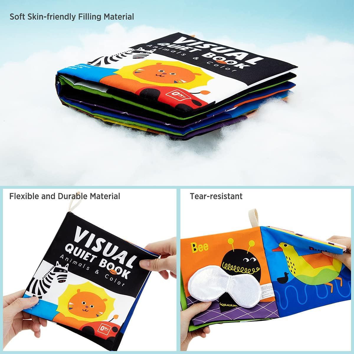 Engaging Soft Baby Books - High Contrast Black and White Cloth Books for Early Development, Perfect Educational Toys for Infants and Toddlers, Ideal Gift for Baby Girls and Boys