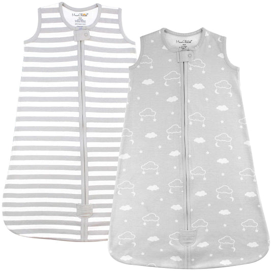 Organic Cotton Baby Sleep Sack - 0.5 TOG Lightweight wearable Blanket with 2 - Way Zipper