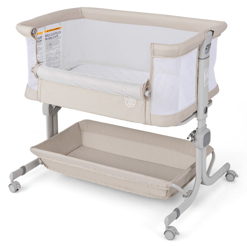 3-in-1 Baby Bassinet Bedside Sleeper with Anti-Reflux Incline & 6-Level Height Adjustment - Cradle, Crib & Bedside Mode (0-6 Month)
