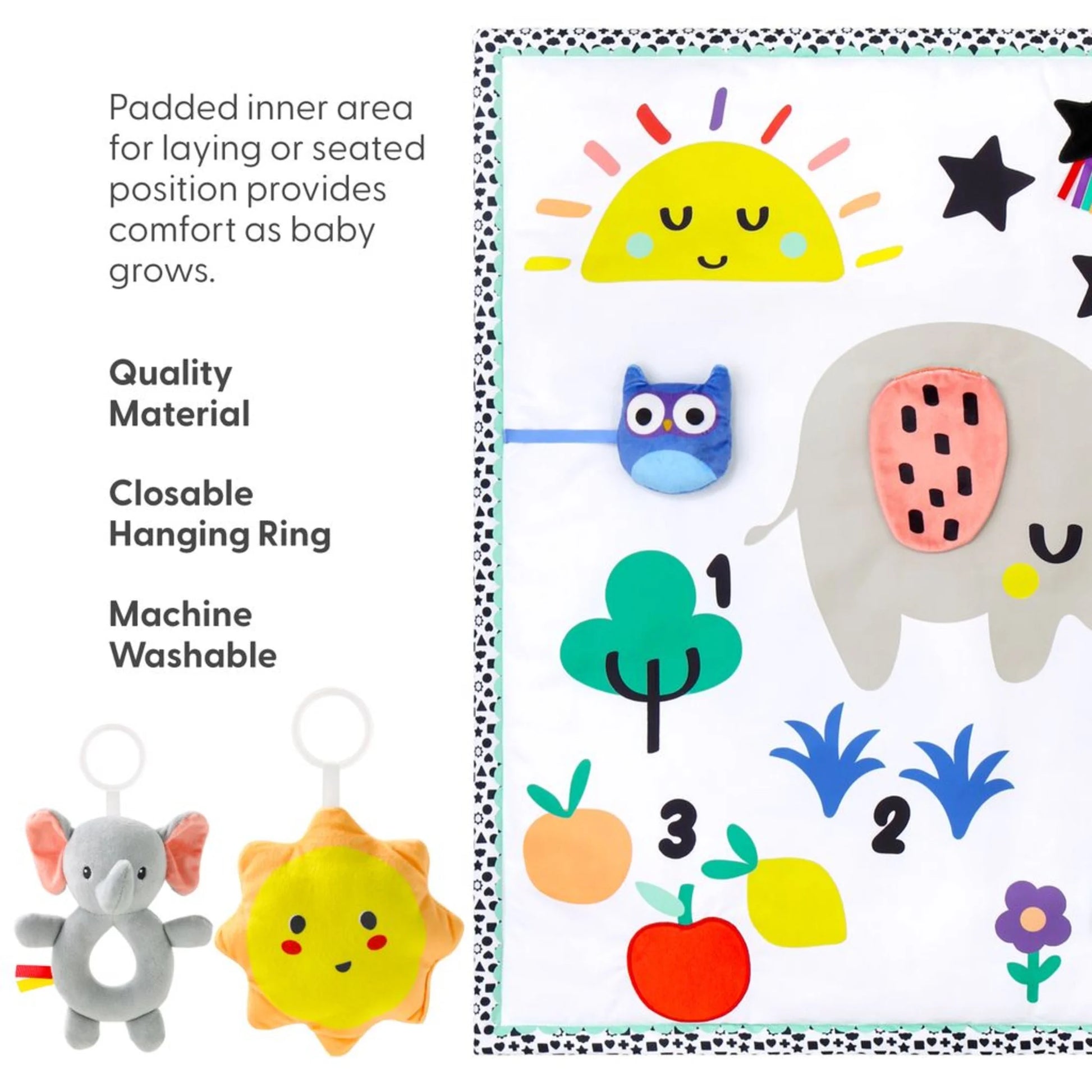 Elephant-Themed 7-in-1 Activity Play Gym & Playmat for Babies - 7-Piece Set by The Peanutshell