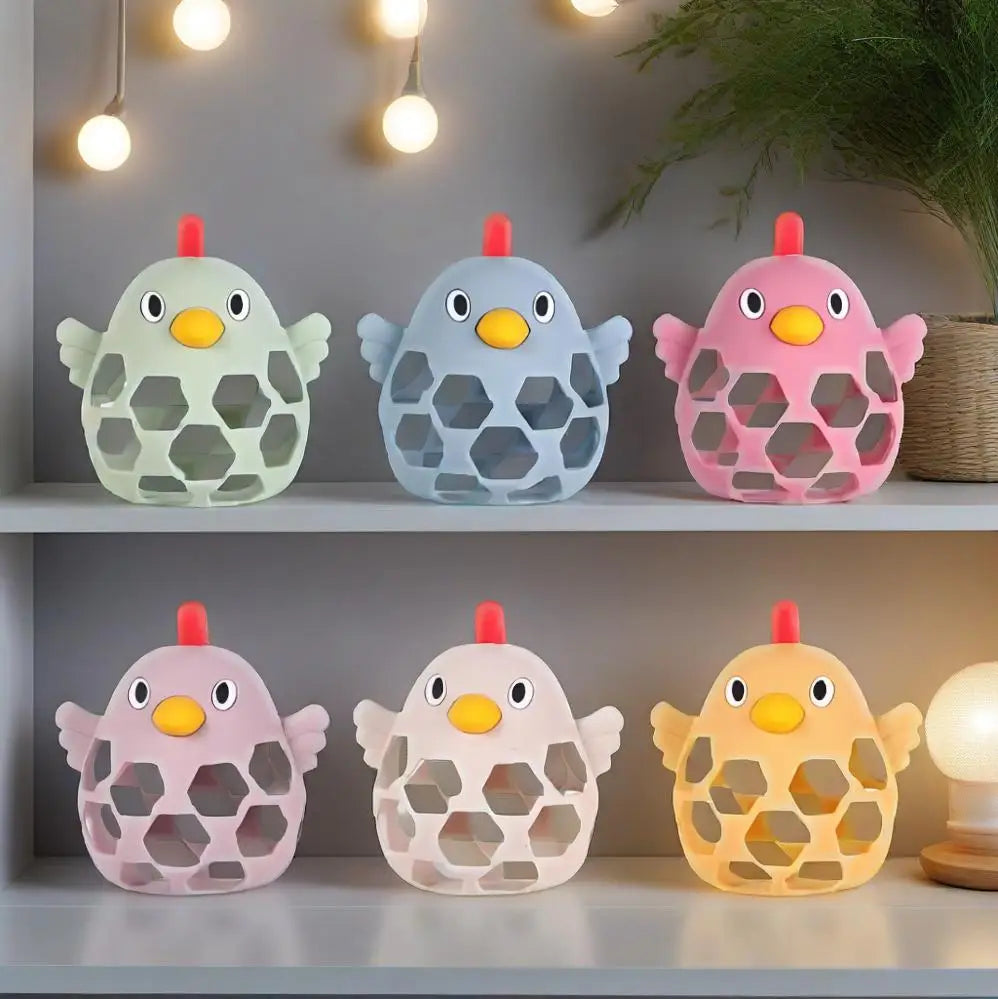 Delightful Cartoon Chick Silicone Teethers for Chewing Training - Perfect Baby Care Toys!