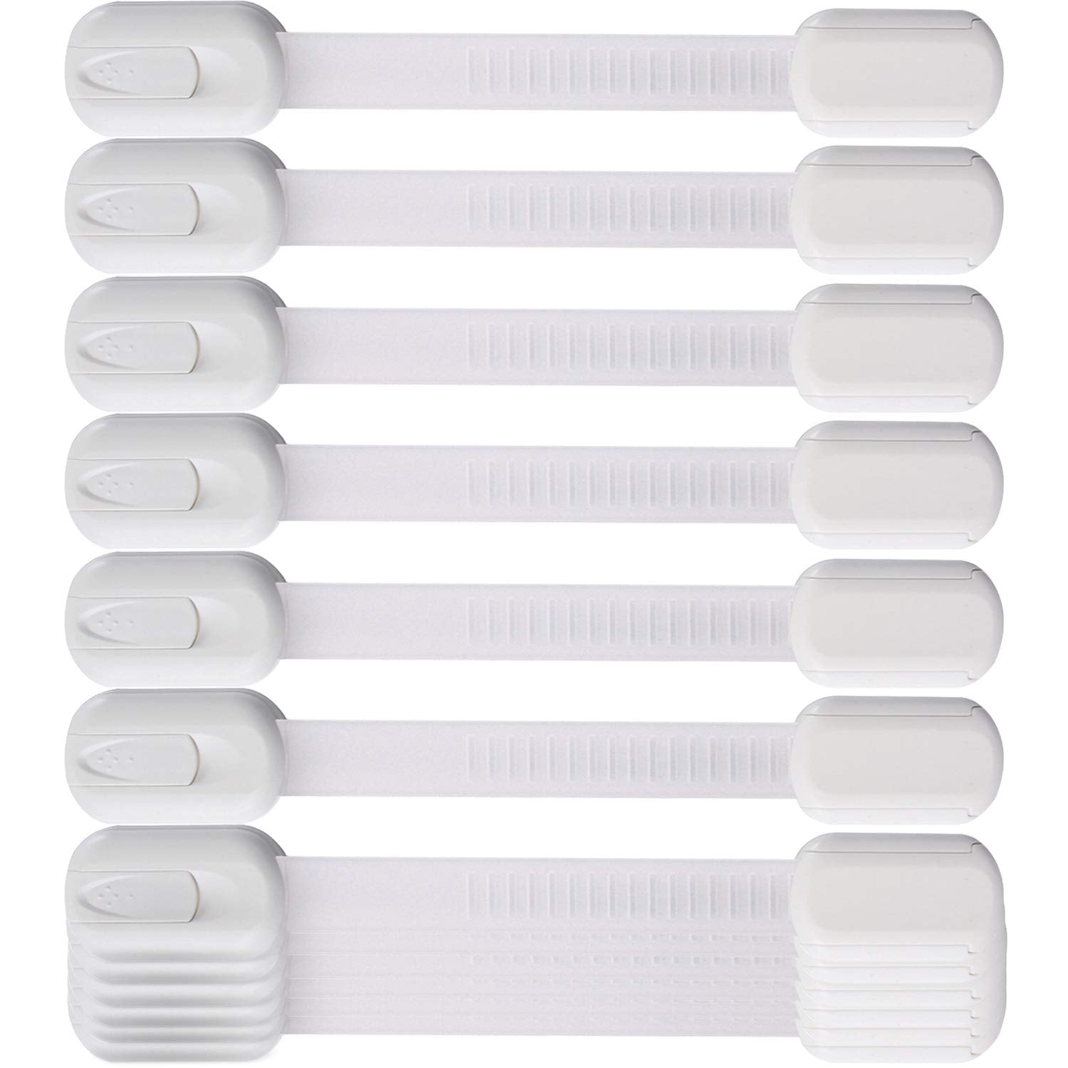 12 Pack Vmaisi Childproofing Adhesive Straps - No-Drill Cabinet Locks for Baby Safety (White)