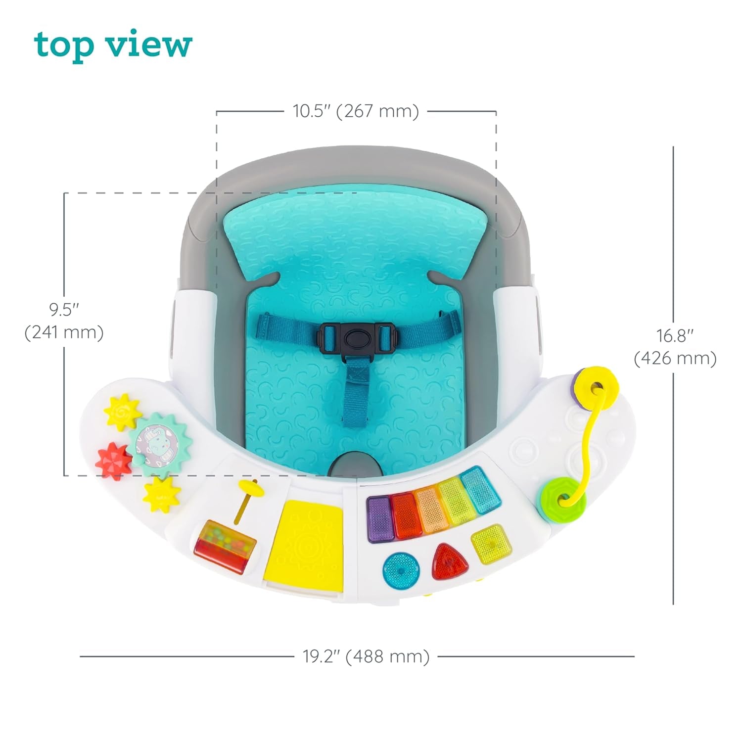 Music & Lights 3-In-1 Discovery Seat & Booster, Toddler Booster Seat for Dining Table or Kitchen Chair, Baby Activity Center & Snack Tray, Teal