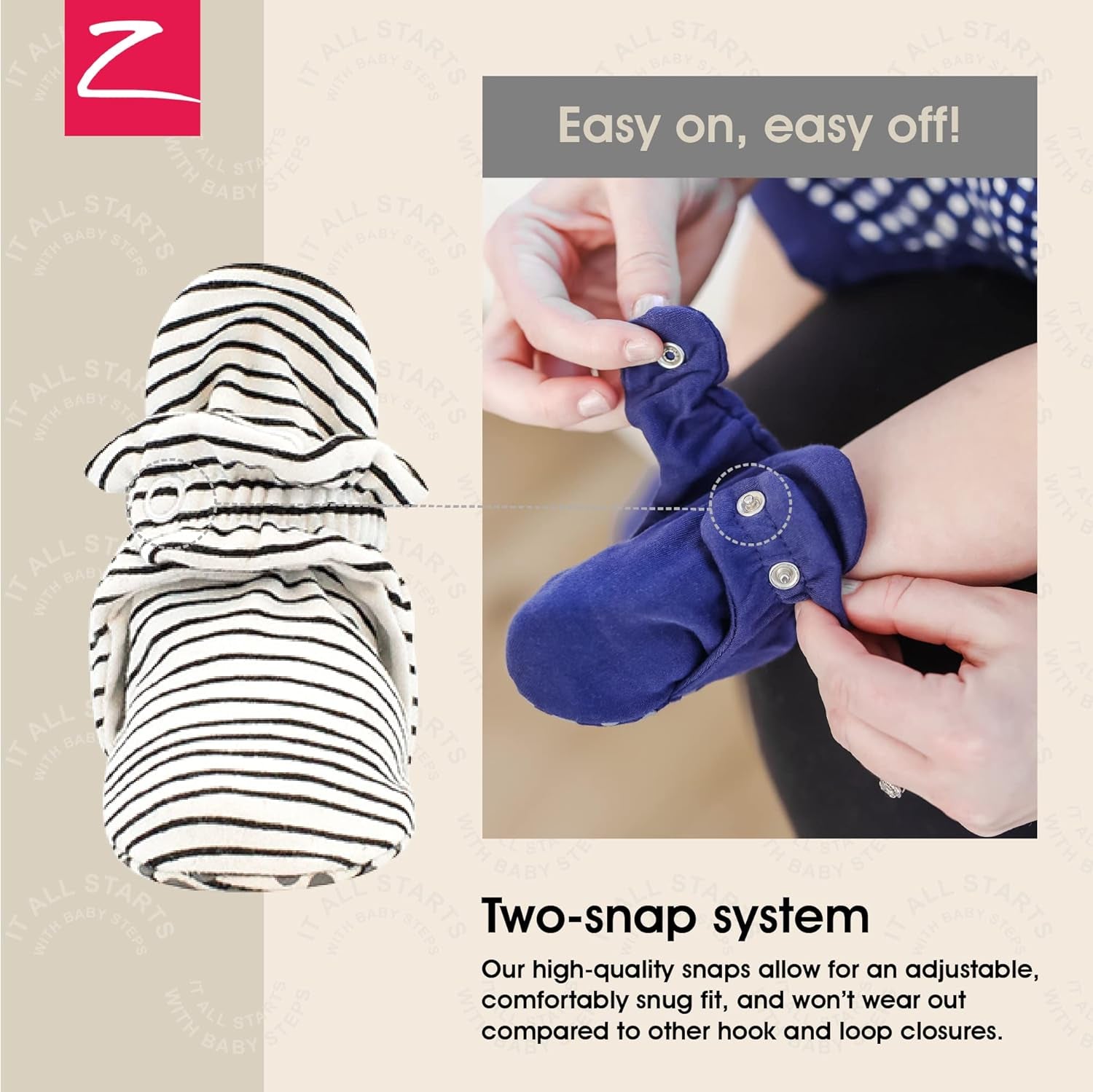 Zutano Organic Baby Booties -Stay - On Comfort for Wiggly Little Feet