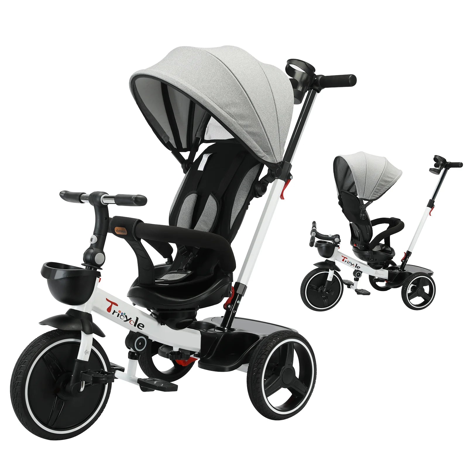 5-In-1 Toddler Stroller Bike-Convertible Ride-on with Adjustable Canopy & Reclining Seat (1-5 Years)