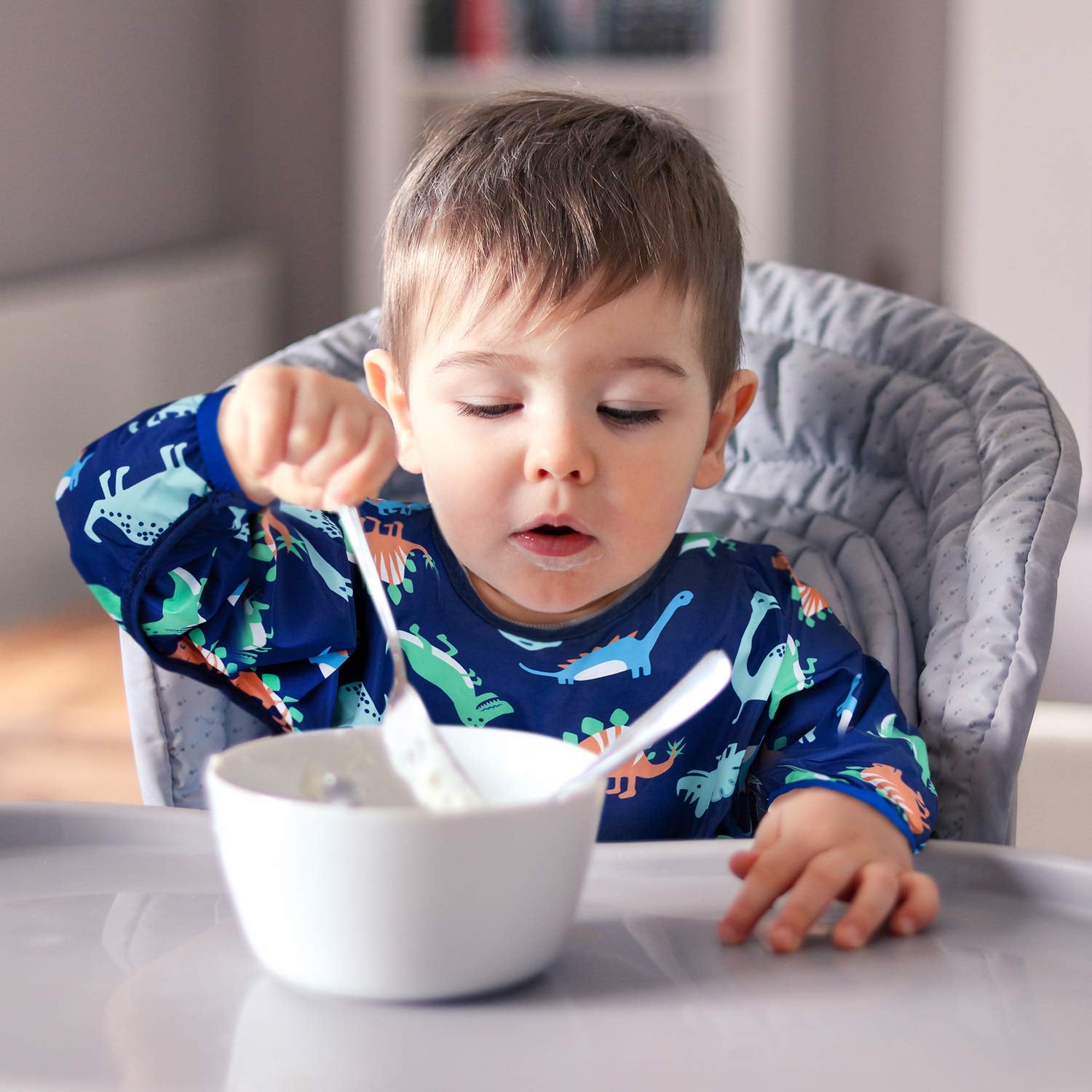 3 Pcs Long Sleeved Bib Set | Baby Waterproof Bibs with Pocket Bundle | Toddler Bib with Sleeves and Crumb Catcher