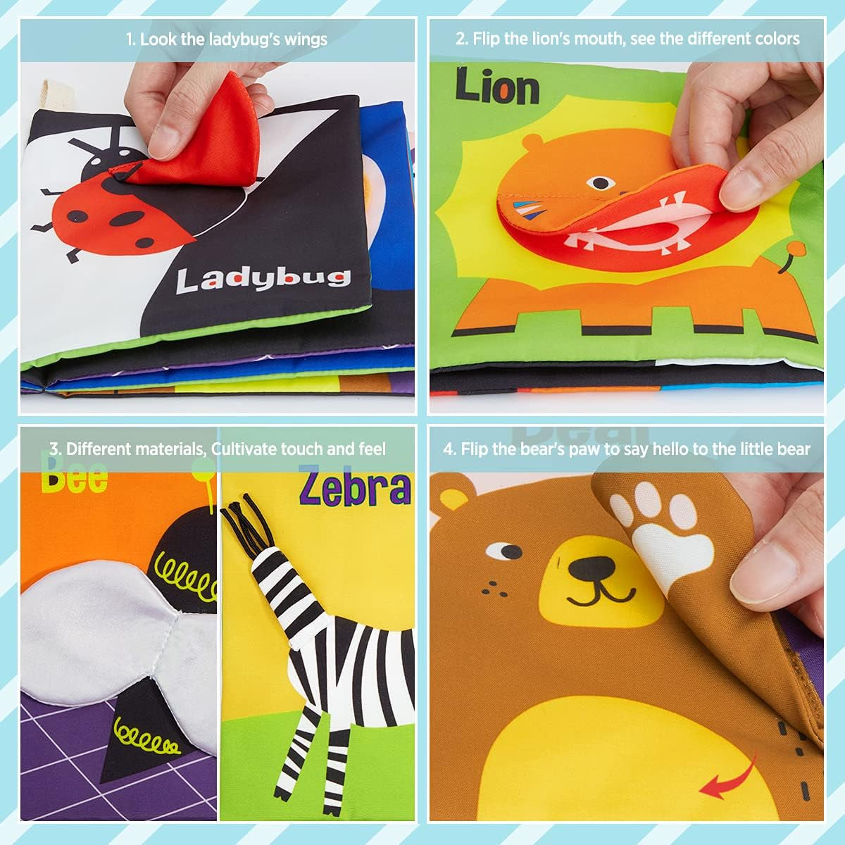 Engaging Soft Baby Books - High Contrast Black and White Cloth Books for Early Development, Perfect Educational Toys for Infants and Toddlers, Ideal Gift for Baby Girls and Boys