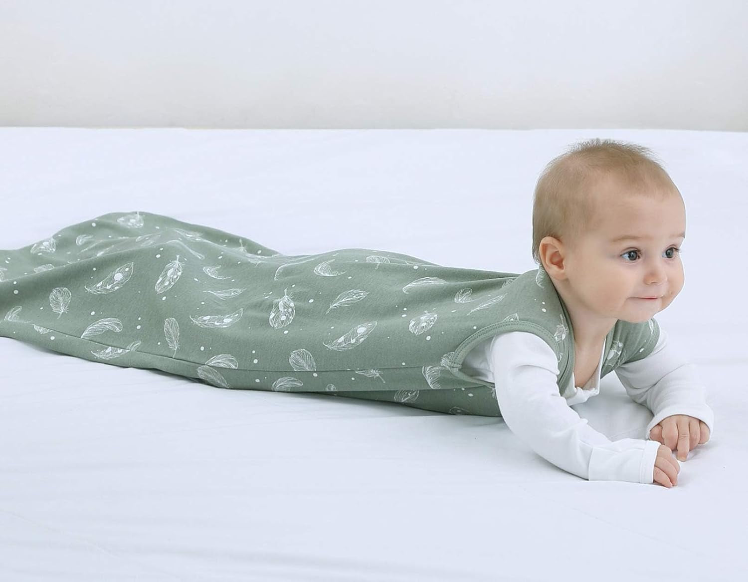Owliwia Organic Cotton Sleep Sack - Lightweight 0.5 TOG Wearable Blanket With 2 - Way Zipper for Baby's All - Night Comfort.