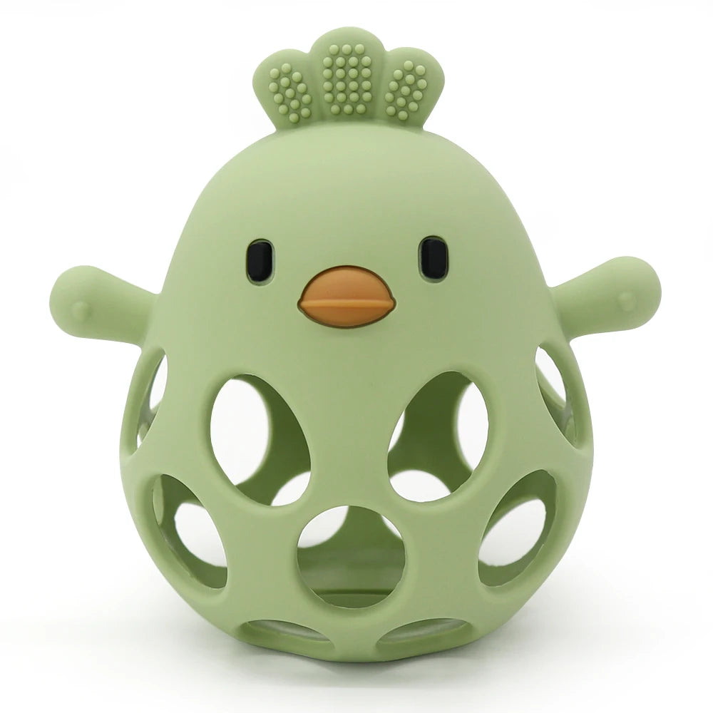 Cute Cartoon Chick Baby Teether Gloves - Silicone Dental Care Toy for Gums and Molar Relief