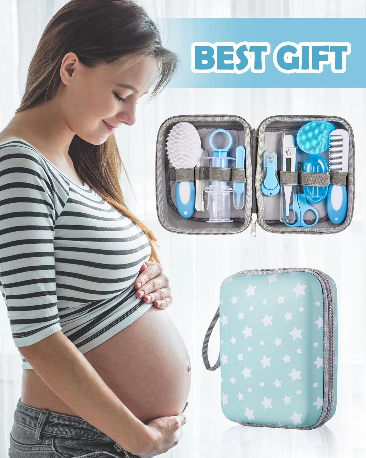 Lictin 15-in-1 Baby Grooming Kit - Portable Newborn Health Care Set for Infants & Toddlers in Blue